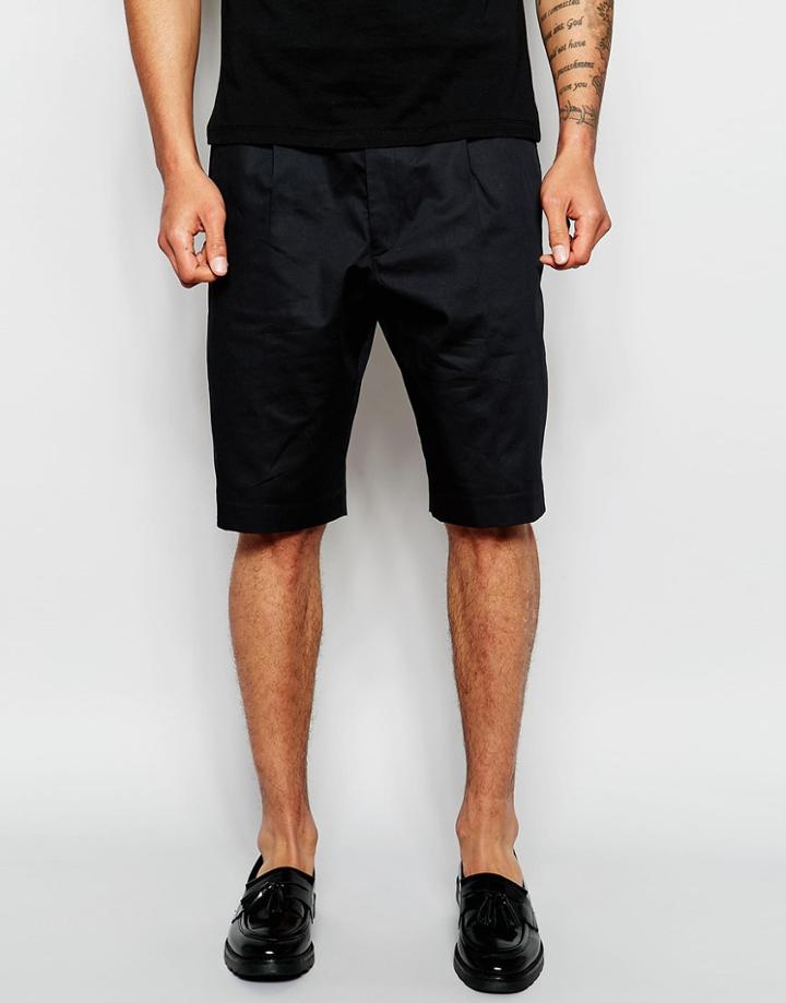 Asos Smart Bermuda Shorts On Cotton Sateen In Black - Black
