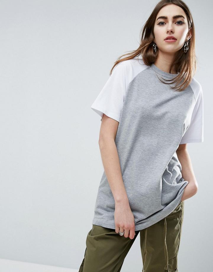 Asos Super Oversized Boyfriend T-shirt In Color Block - Multi
