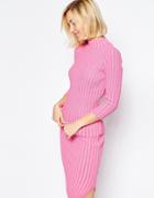 Asos Co-ord Jumper In Plated Rib - Pink
