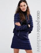 Asos Petite Bomber In Satin Stripe Co-ord - Navy