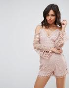 Parisian Crochet Romper - Pink