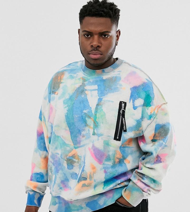 Collusion Plus Reverse Sweatshirt With Paint Splatter-multi