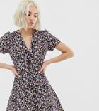 New Look Tea Dress With Lattice Back In Ditsy Floral