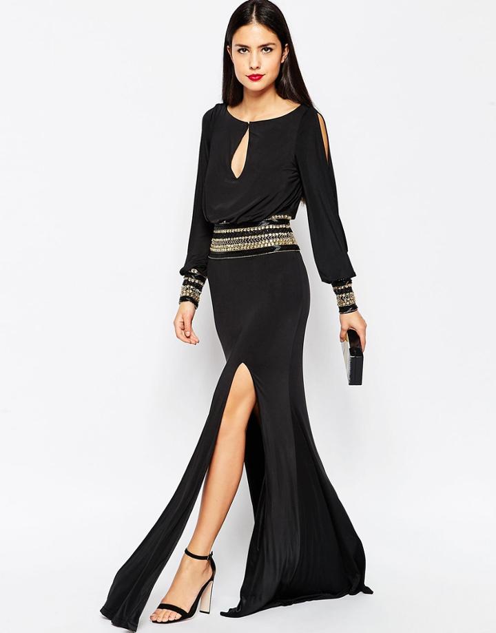 Forever Unique Mel Maxi Dress With Long Sleeves - Black