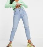 Pull & Bear Petite Slim Mom Jean In Light Blue-blues