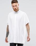 Asos Oversized Shirt With Dropped Shoulder In White And Short Sleeves - White
