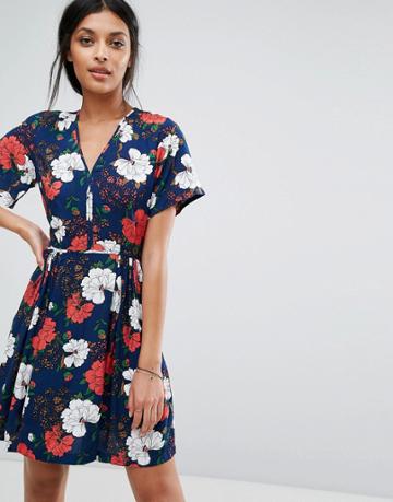 Trollied Dolly Floral Tea Dress - Yellow
