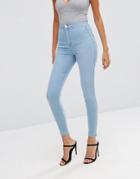 Asos Rivington High Waist Denim Jeggings In Daphne Wash - Daphne Lightwash