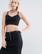 Weekday Co-ord Crop Top With Back Detail - Black