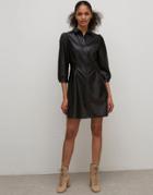 Nobody's Child Shirt Dress In Faux Leather-black
