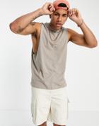 Asos Design Relaxed Fit Tank In Washed Brown