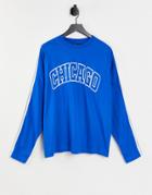 Asos Design Oversized Long Sleeve T-shirt With Taping And Chicago City Print-multi