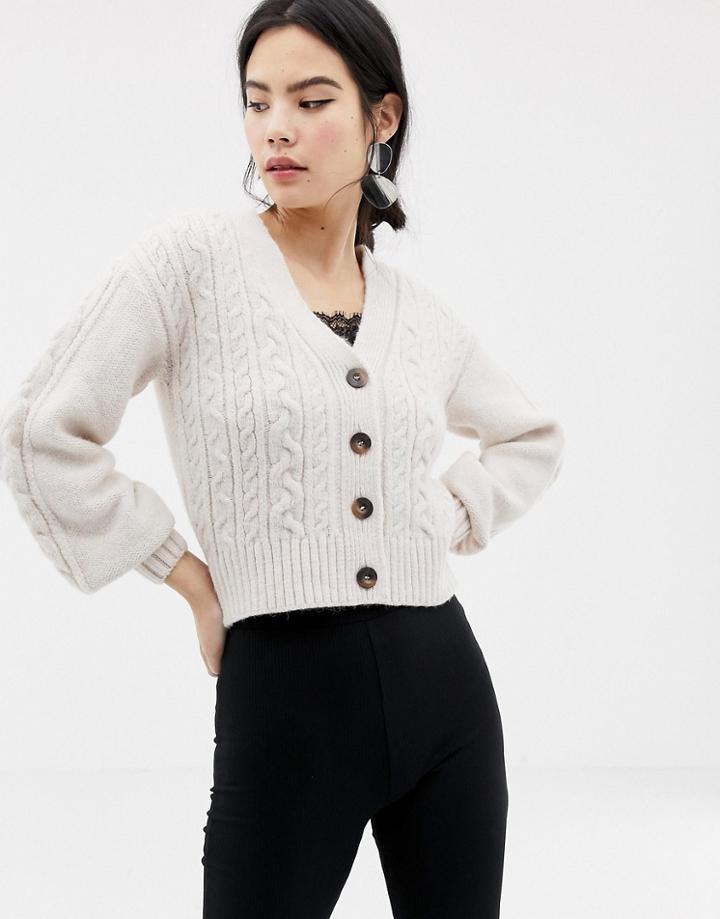 Miss Selfridge Cropped Cardigan In Cream - Cream