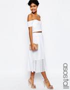 Asos Tall Pleated Lace Midi Skirt - White