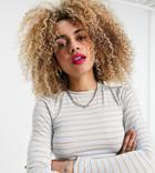 Collusion Long Sleeve Stripe T-shirt In Blue-blues