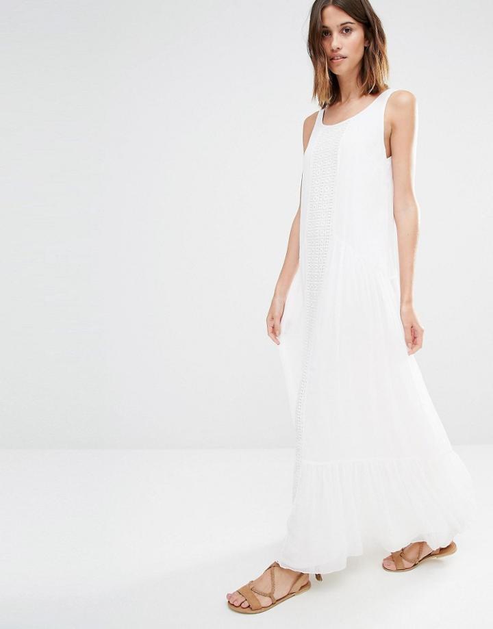 Vila Lace Crochet Detail Maxi Dress - Snow White