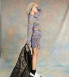 Collusion Mesh Swirl Frill Mini Skirt In Blue-blues