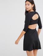 Asos Mini Skater Dress With Cut Out Back - Black