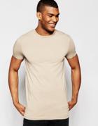 Asos Longline Muscle T-shirt In Beige - Silver Mink