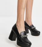 Rule London Exclusive Sienna Vegan Heeled Loafers In Black Recycled Pu