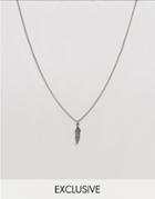 Designb London Feather Pendant Necklace In Sliver Exclusive To Asos - Silver