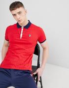 Fila Vintage Striped Polo Shirt In Red - Red