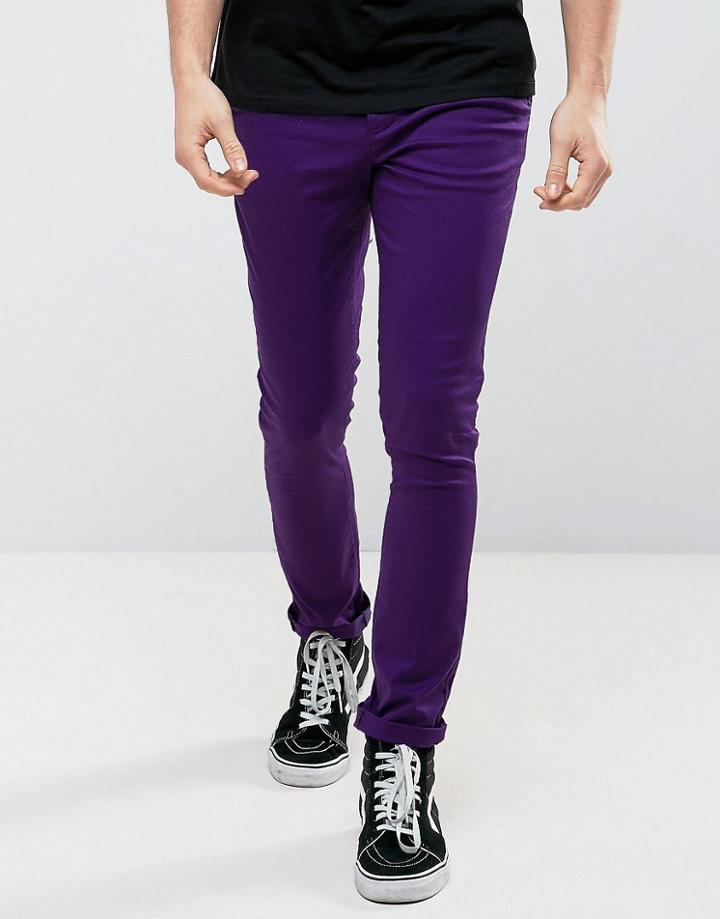Asos Super Skinny Chinos In Purple - Purple