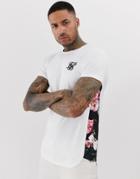 Siksilk T-shirt In White With Floral Side Panels - White