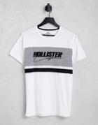 Hollister T-shirt In White With Chest Panel Logo