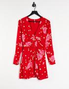 Free People Date Night Mini Dress In Floral Spot Print-red