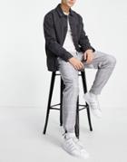 Topman Belted Relaxed Check Pants In Gray-grey
