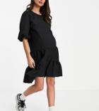 New Look Maternity Textured Smock Mini Dress In Black