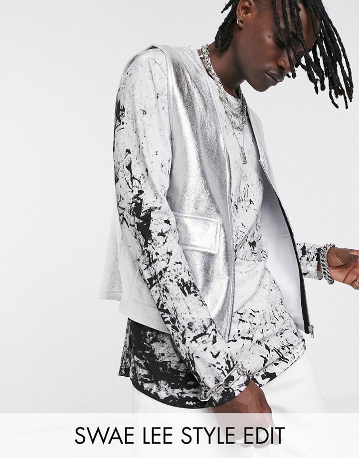 Asos Design Vest In Silver