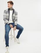 Asos Design Lambswool Blend Fairilse Cardigan In Gray - Gray