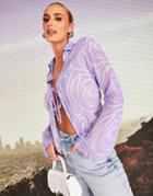 Asos Design X Millie Fitted Shirt In Lilac Swirl Print-purple