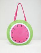 Asos Design Watermelon Print Circle Shopper Bag - Pink