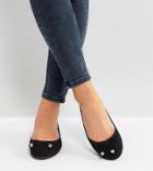 New Look Wide Fit Ballet Pump With Gem Detail - Black