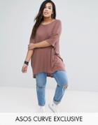Asos Curve Oversized Top In Rib - Beige