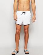 Asos Short Length Runner Swim Shorts In White - White
