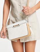 River Island Embossed Monogram Boxy Crossbody Bag In White