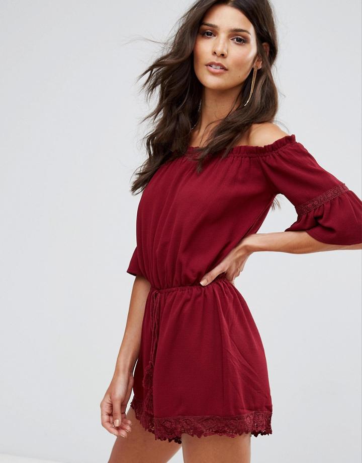 Ax Paris Bardot Romper - Red