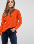 Esprit Ribbed V Neck Sweater - Orange