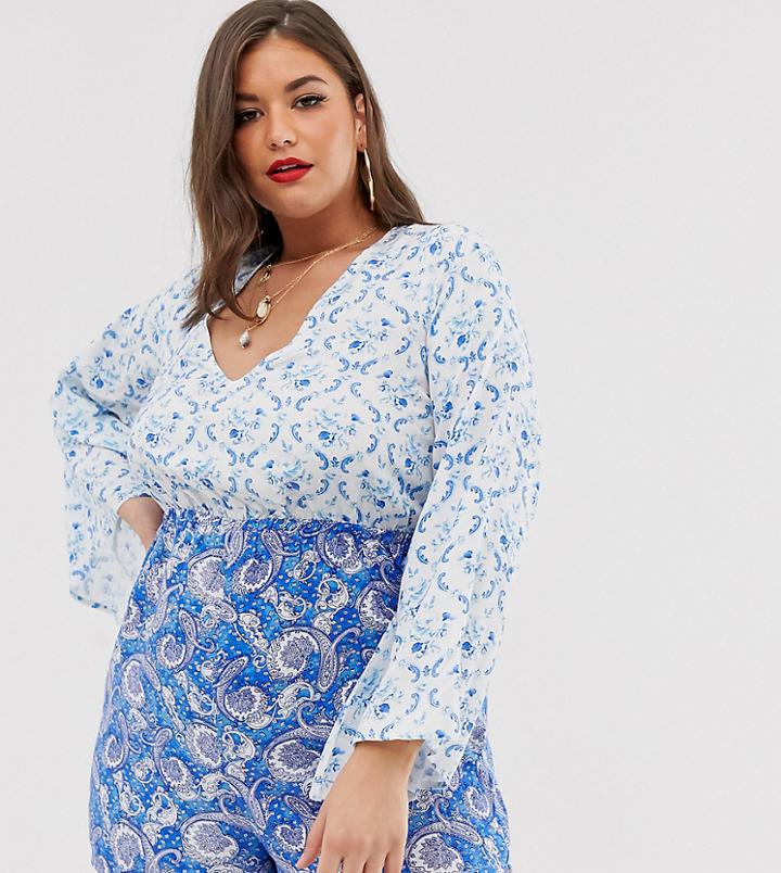 Asos Design Curve Beach Romper In Mixed Paisley Print-multi
