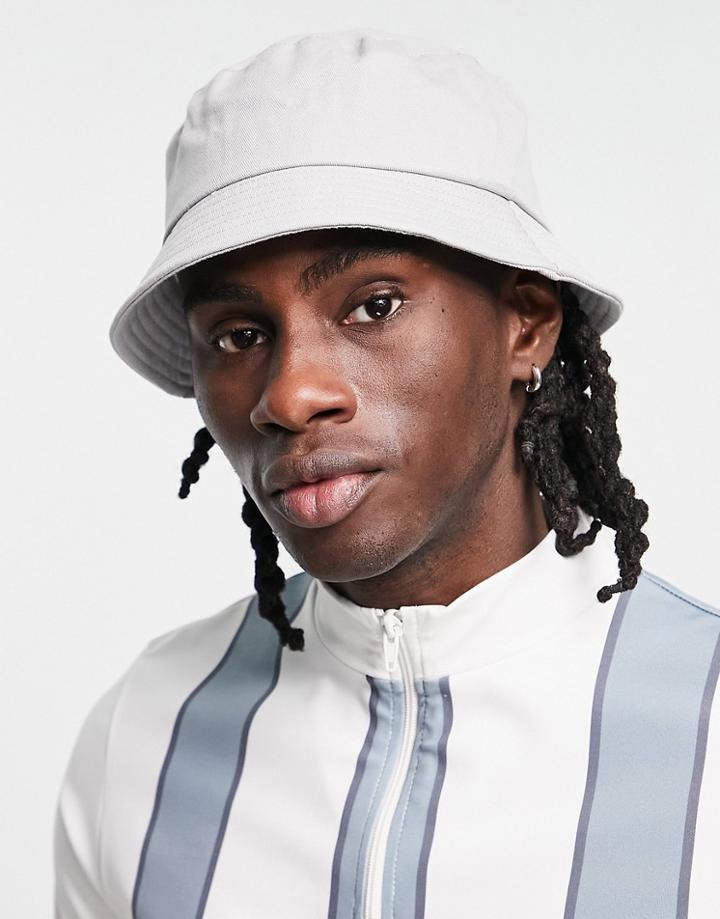 Asos Design Cotton Bucket Hat In Gray