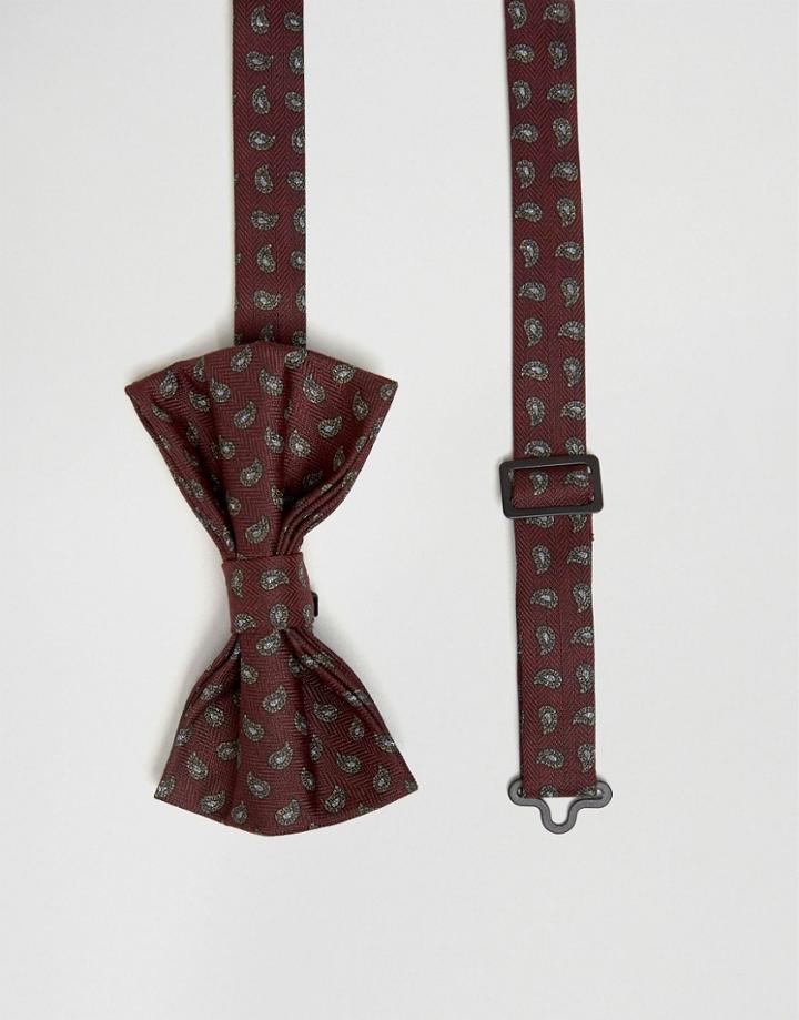 Asos Paisley Bow Tie In Burgundy - Red