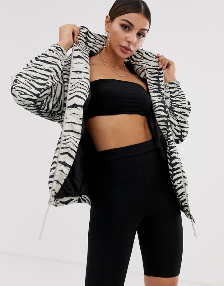 Asos Design Zebra Print Lightweight Jacket - Multi