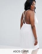 Asos Curve Jersey Clean V Cross Back Mini Beach Dress - White
