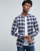 Pull & Bear Checked Shirt In Blue In Regular Fit - Blue