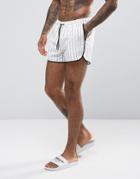 Asos Runner Swim Shorts In White With Vertical Stripe - White