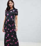 Asos Design Maternity City Maxi Tea Dress In Floral And Spot - Multi